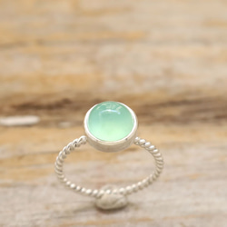 Sea Blue Chalcedony Ring　シーブルーカルセドニーの縄目リング　silver925 6枚目の画像