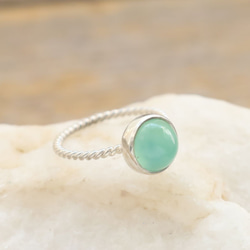 Sea Blue Chalcedony Ring　シーブルーカルセドニーの縄目リング　silver925 1枚目の画像