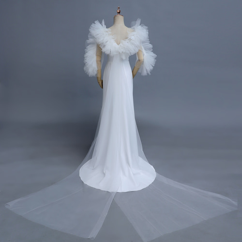 ウェディングドレス ホワイト 人気上昇！キャミソール ショール パール 結婚式
