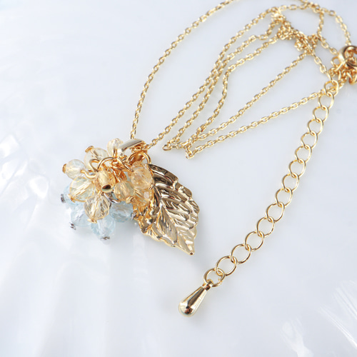 レモンクォーツとシトリンの天然石ネックレス kit レモンクォーツとシトリンのネックレス - impiraperle