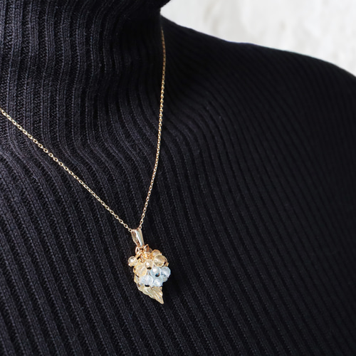 シトリン》 11月のレモンソーダ ネックレス誕生石 シトリン ブルー