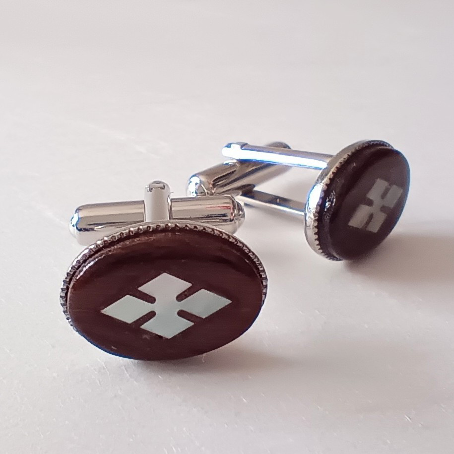 元ギター職人が作るカフスボタン　カフリンクス　螺鈿　ダイヤモンド形パール貝