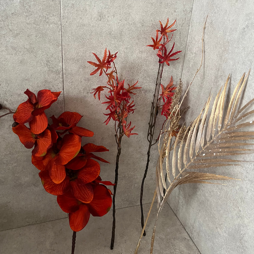 オレンジ ウェディングブーケ アーティフィシャルフラワー 造花 胡蝶蘭