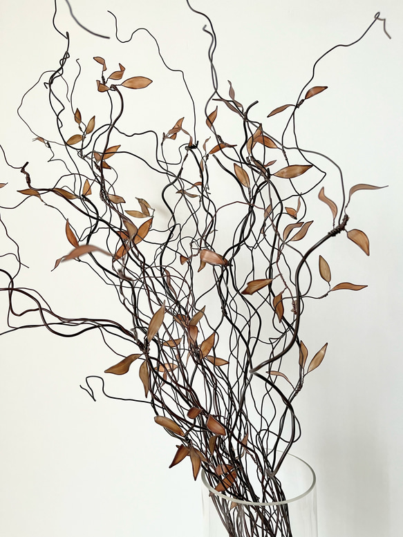 【受注制作】茶色のワイヤーの枝物 雲龍柳 長さ約70㎝ ワイヤーアート　ディップアート 3枚目の画像