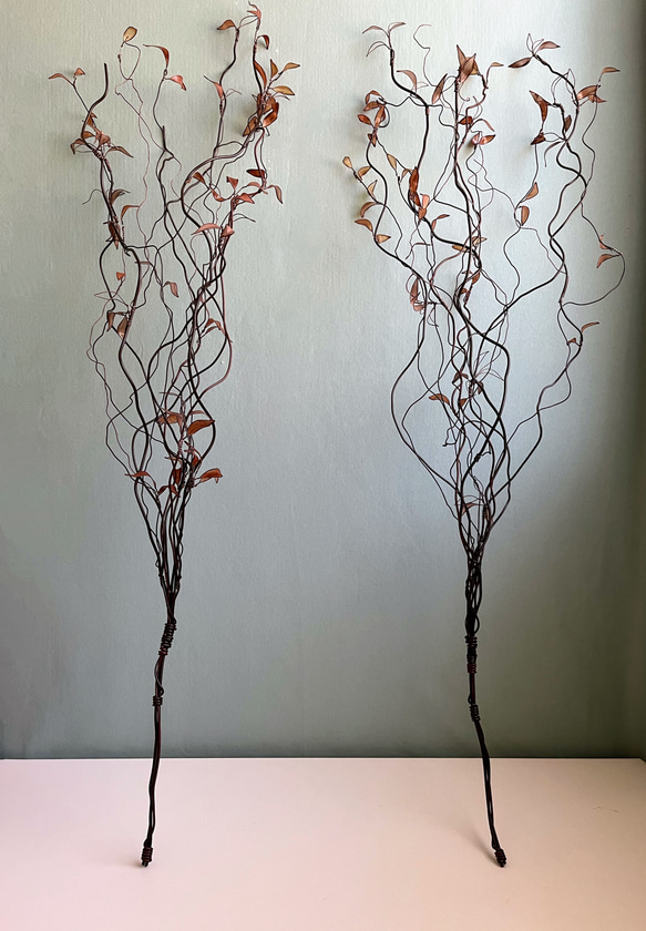 【受注制作】茶色のワイヤーの枝物 雲龍柳 長さ約70㎝ ワイヤーアート　ディップアート 4枚目の画像