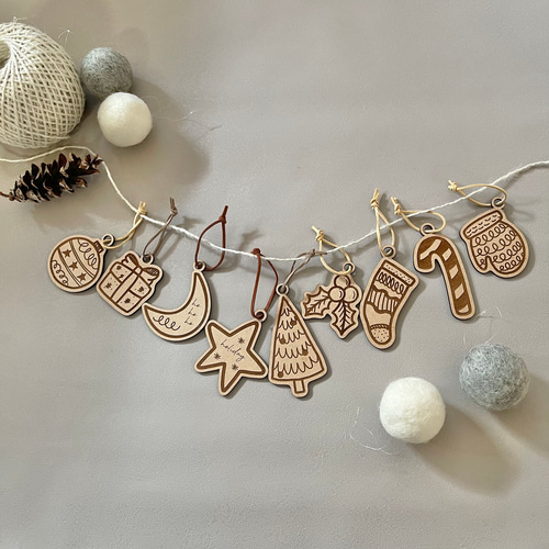 クリスマス 木製オーナメント 9点セット／木製 クリスマス飾り