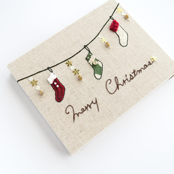 刺繍ファブリックパネル “  Christmas. ガーランド (A) " | F0サイズ18×14cm 5枚目の画像