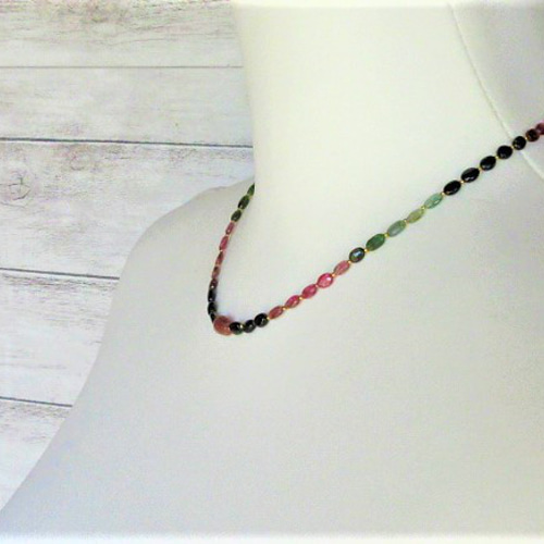 天然石ビーズネックレス A16】 ネックレス ピンク トルマリン 半貴石 天然石ビーズネックレス