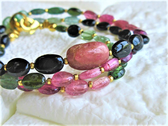 トルマリンビーズネックレス