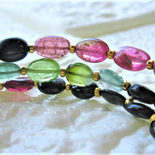 天然石ビーズネックレス A16】 ネックレス ピンク トルマリン 半貴石 天然石ビーズネックレス