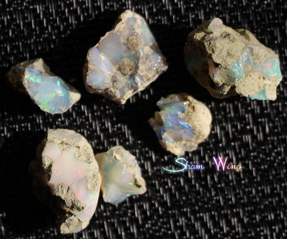 オパール原石ラフカット6個 48.7ct✫美しい遊色✿天然石 6枚目の画像