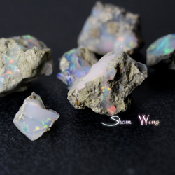 オパール原石ラフカット6個 48.7ct✫美しい遊色✿天然石 1枚目の画像