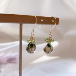 ミモザのイヤリング ＜ガラスビーズ+淡水パール＞ピアス変更可【受注