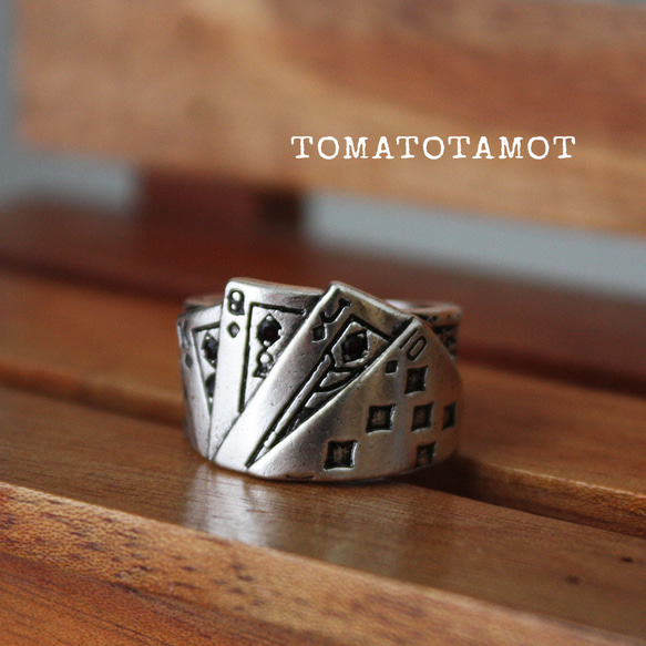 ポーカーリング トランプリング カード 幅広 メンズにも オープン