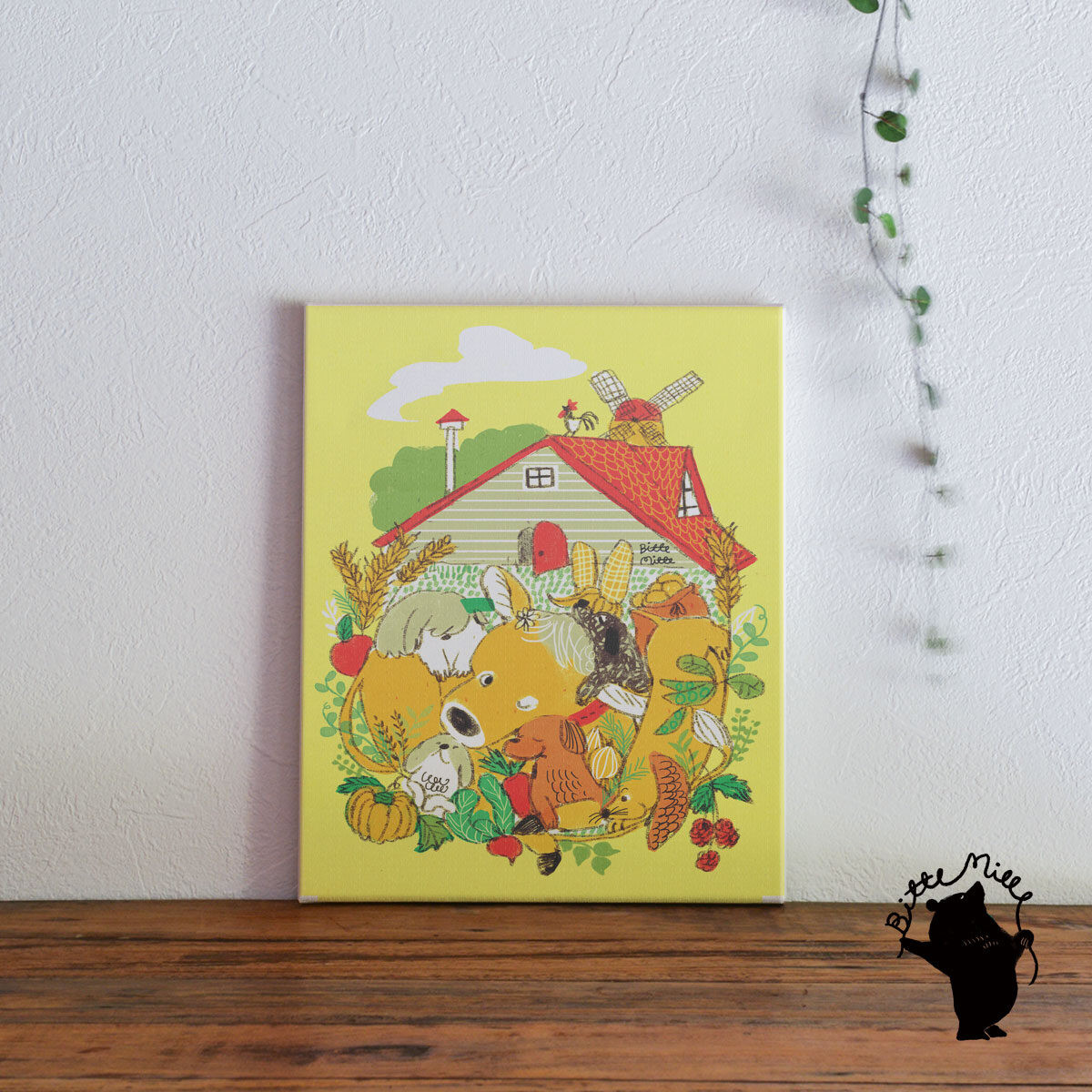 牛と犬のリース  アートパネル 犬の日2024