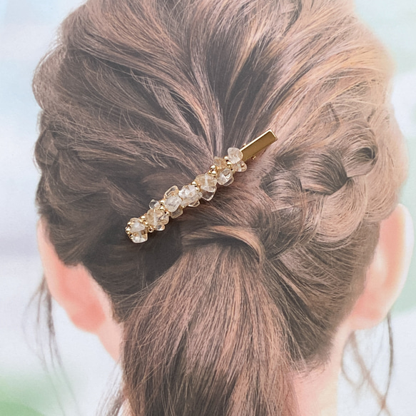 波紋珍珠髮夾/水晶【與樹枝配件搭配的髮飾】 第3張的照片
