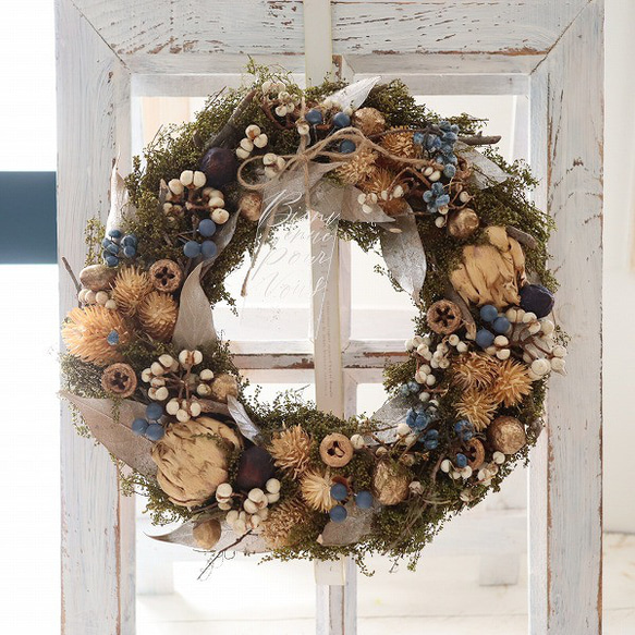 ウッディオーナメント ウィンターリース ナチュラル インテリア 玄関