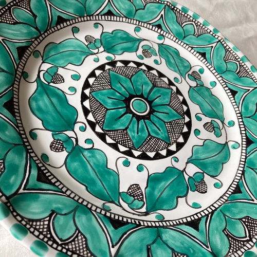絵皿 26cm マヨリカ焼き イタリア陶器 幾何学模様 GEO034 大皿