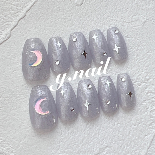 月ネイル/ガーリーネイル/韓国ネイル ネイルチップ（つけ爪） y.nail