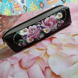 お薬手帳ケース トールペイント 手書き ハンドメイド アクリル絵の具