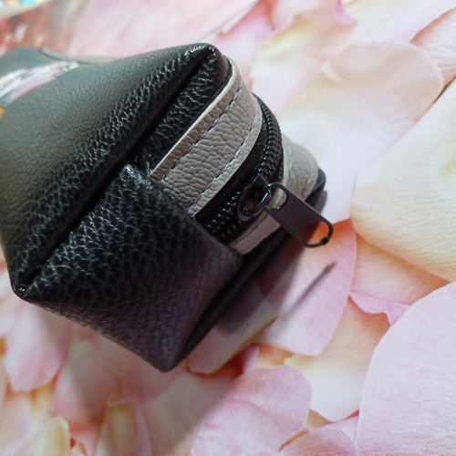 合皮ペンケース トールペイント 手書き ハンドメイド ピンクローズ