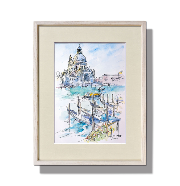 サンタ・マリア・デッラ・サルーテ聖堂 油絵 F6号 額縁付き