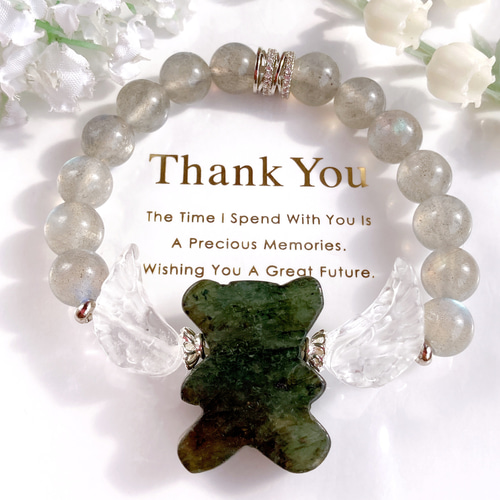 一点物　天然石　ハンドメイドブレス　アラシャン　ハート　ラブラドライト 一点物天然石ハンドメイドブレスアラシャンハートラブラドライト