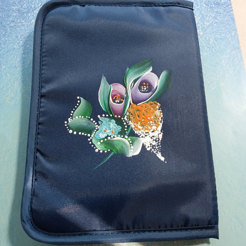 お薬手帳ケース トールペイント 手書き ハンドメイド ローズ アクリル