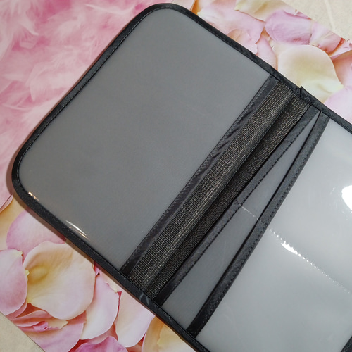 お薬手帳ケース トールペイント 手書き ハンドメイド グリーンローズ