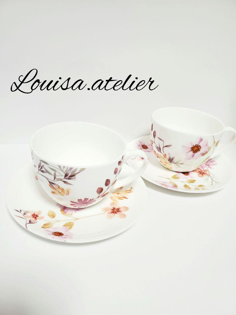 ポーセラーツ　カップ＆ソーサー2客セット オータム　秋　可愛い　優しい　発色