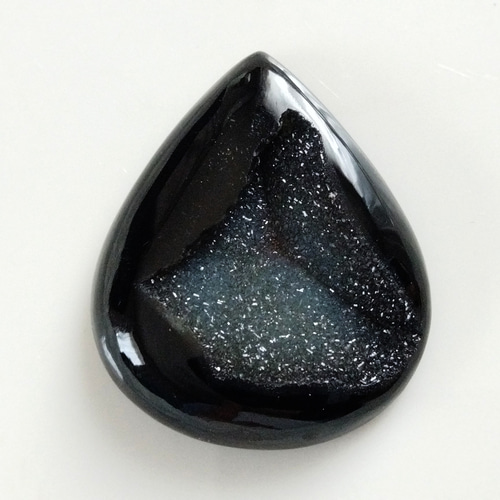 ブラックオニキスアゲート ドゥルージー 40x33mm ルース 天然石 SPES