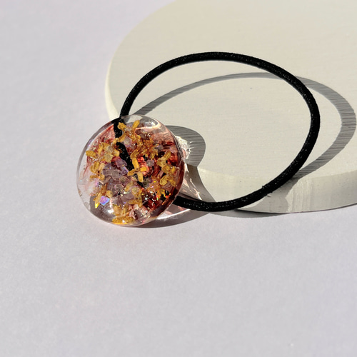 秋 金木犀ともみじ ハート ヘアゴム 秋 金木犀ともみじ ハート ヘアゴム