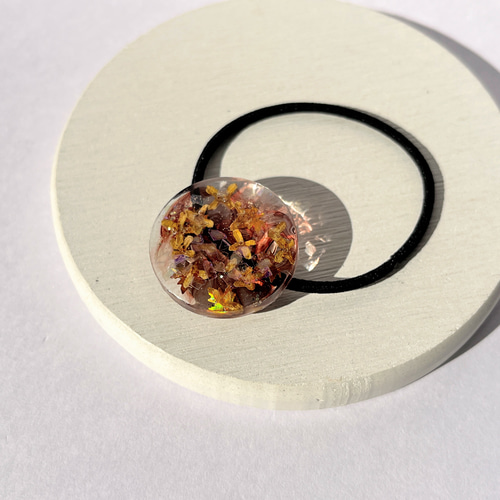 秋 金木犀ともみじ ハート ヘアゴム