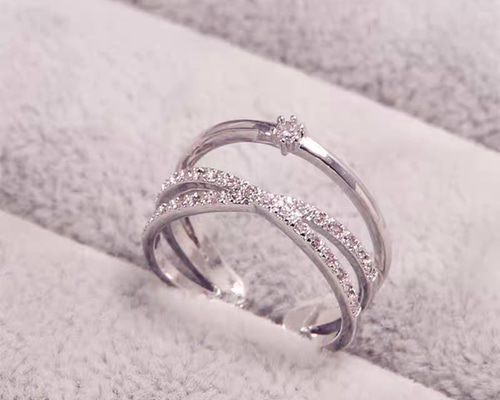 ⭐︎新色追加 ジルコニア リング クロス 2連風 指輪 11号〜調節可能