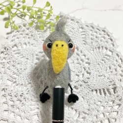 ハシビロコウ好きさんのための 存在感たっぷり 羊毛フェルト オリジナルマスコット カスタムボールペン shoebill 3枚目の画像
