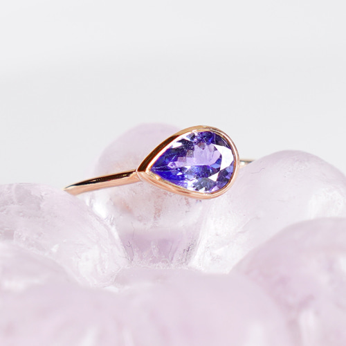 タツオナガハタ　タンザナイト　ダイヤ　リング　k10 14.5号 Tanzanite 5×7 + Diamond 6pcs / K10 YG. PG. WG 指輪・リング
