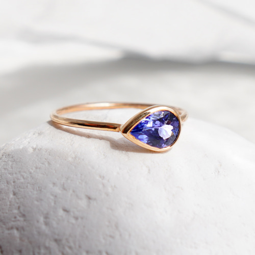 K10】最高級タンザナイト しずく型リング 15.5号 指輪・リング