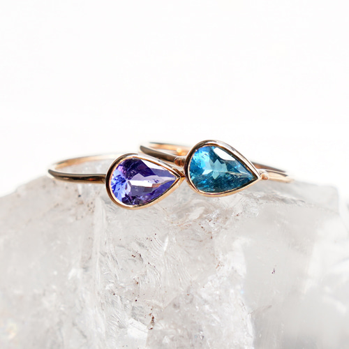 K10】最高級タンザナイト しずく型リング 15.5号 指輪・リング