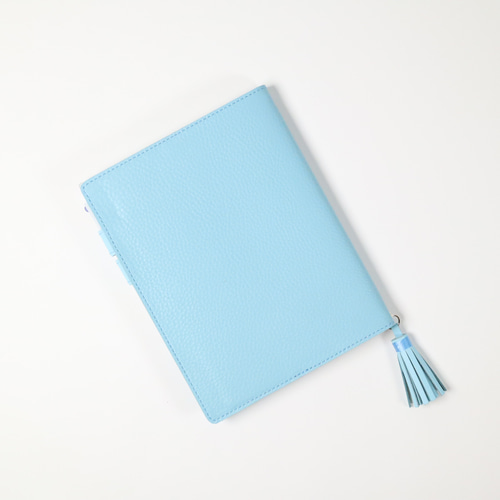 B6 手帳カバー 本革 牛革 バタフライストッパー 可愛い 水色