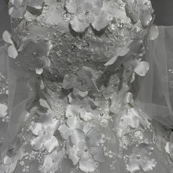 美容產品！米白色婚紗裸上衣 3D 3D 蕾絲刺繡花卉圖案婚禮/招待會 第2張的照片
