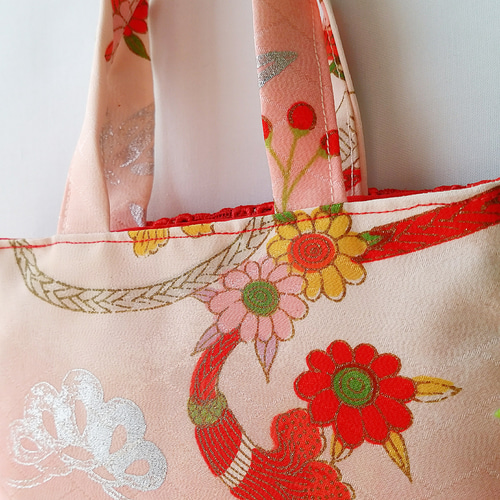 SALE○文庫本バッグ○和花(ｱﾝﾃｨｰｸ着物リメイク)ちいさなちいさな