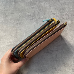 【新色】牛革のスリムな長財布 Ｌ字型 クロコダイル型押し 3カラー 4枚目の画像