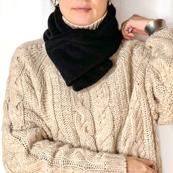 ◆特別価格!◆「シンプルが良い。」大人の上質&暖かフリース コンパクトマフラー(BLACK) 2枚目の画像