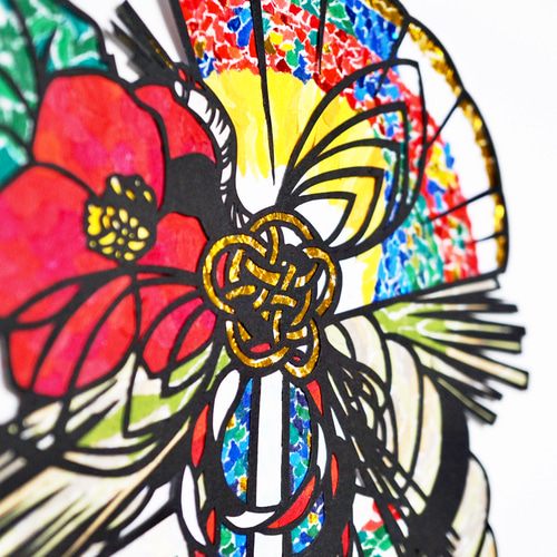切り絵×ちぎり絵】sime-nawa -正月飾り-「一点もの」原画アート