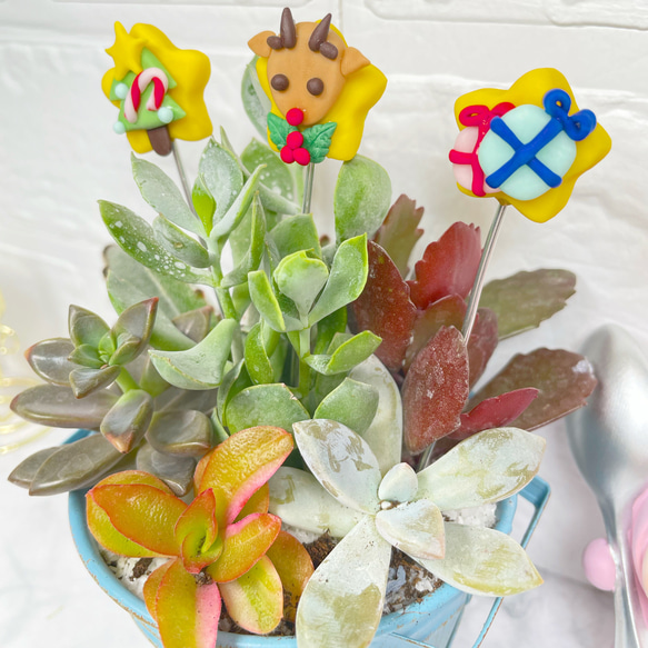 ガーデンピック　ハンドメイド　クリスマスピック　クリスマス　トナカイ　多肉植物 4枚目の画像