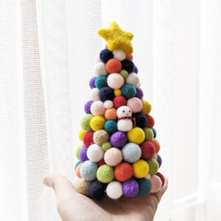 クリスマスツリー 雪だるまを探せ 羊毛フェルト カラフル 羊毛フェルト