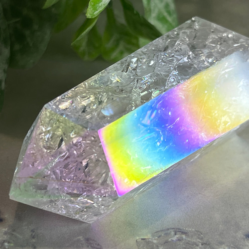七色の夢໒꒱✨ レインボーオーラ 水晶 クリスタル ポイント 原石