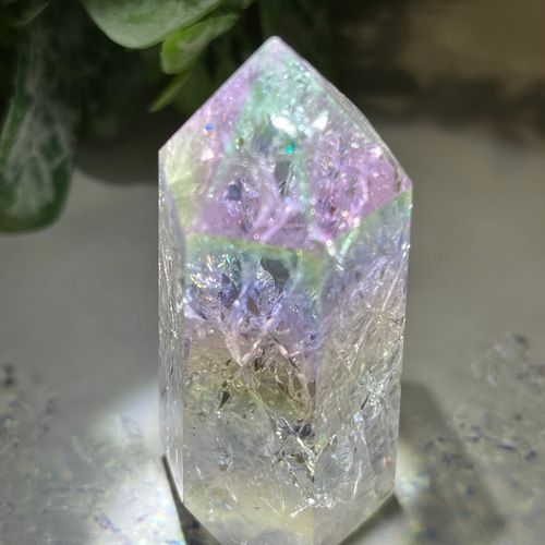 七色の夢໒꒱✨ レインボーオーラ 水晶 クリスタル ポイント 原石