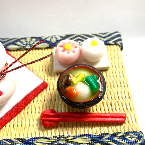 ☆お正月 鏡餅とお節料理飾り (受注生産) 樹脂粘土 ミニチュア