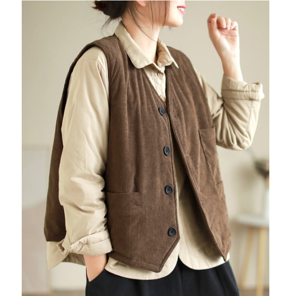 コーデュロイ ペスト 大人 おしゃれ 裏起毛 ジレ ベスト ジップアップ